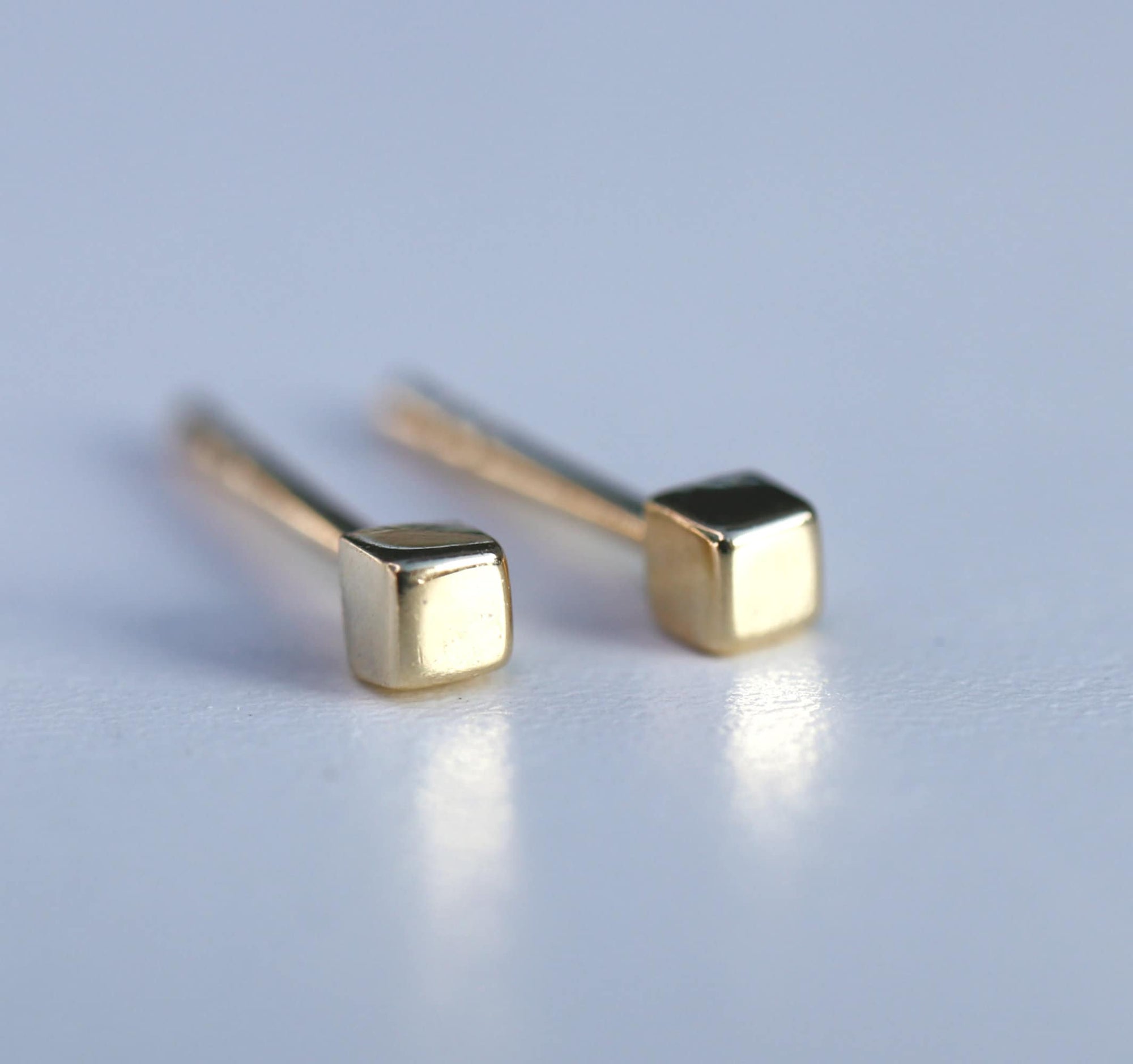 Cube Stud Earrings in 14k Gold - Melt'm Jewelry