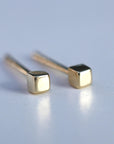 Cube Stud Earrings 14k Solid Gold Stud Earrings, Tiny Stud Earrings, Cube Earrings