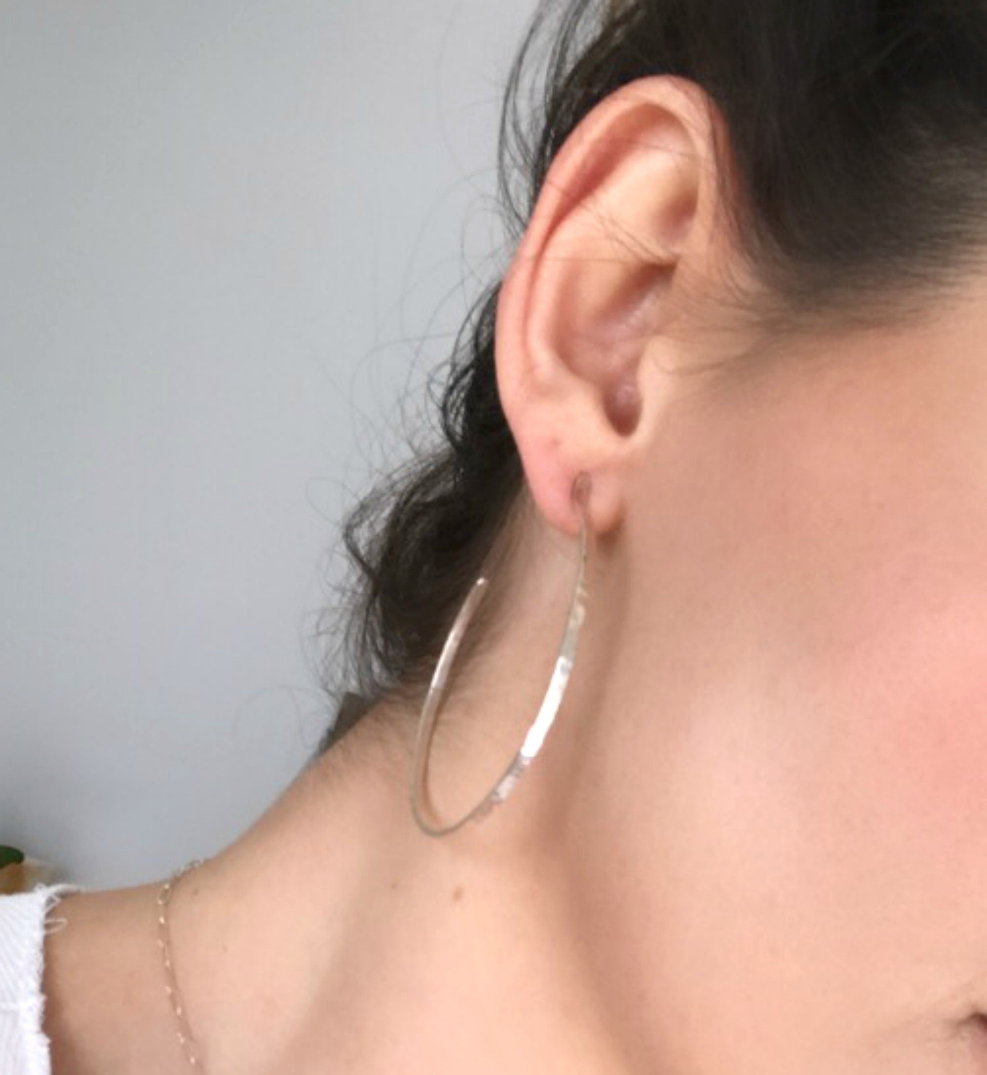 Sterling Silver Large Hoop Earrings 2 Inch