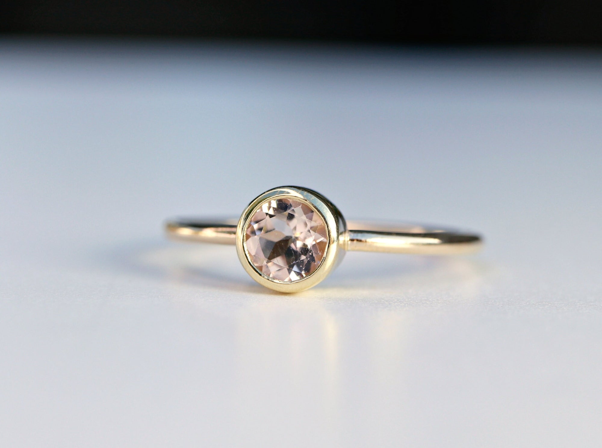 14k Gold Morganite Ring, Blush Gold Engagement Ring