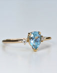 Diamond & Pear Aquamarine Engagement Ring in 14k Gold - Melt'm Jewelry