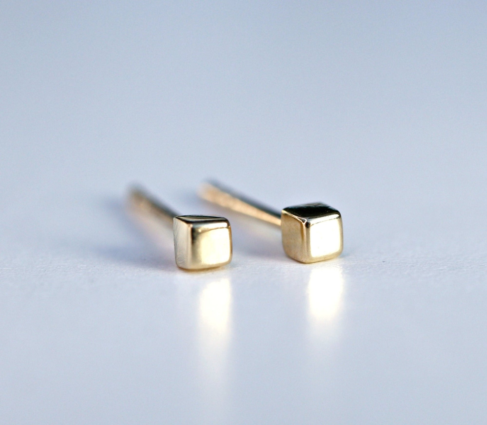 Cube Stud Earrings in 14k Gold - Melt'm Jewelry