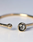 14k Gold Salt and Pepper Diamond Ring, Open Cuff Ring - Melt'm Jewelry
