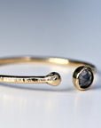 14k Gold Salt and Pepper Diamond Ring, Open Cuff Ring