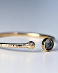 14k Gold Salt and Pepper Diamond Ring, Open Cuff Ring - Melt'm Jewelry