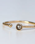 14k Gold Salt and Pepper Diamond Ring, Open Cuff Ring - Melt'm Jewelry