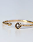 14k Gold Salt and Pepper Diamond Ring, Open Cuff Ring - Melt'm Jewelry