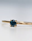 14k Gold Minimalist Blue Diamond Engagement Ring