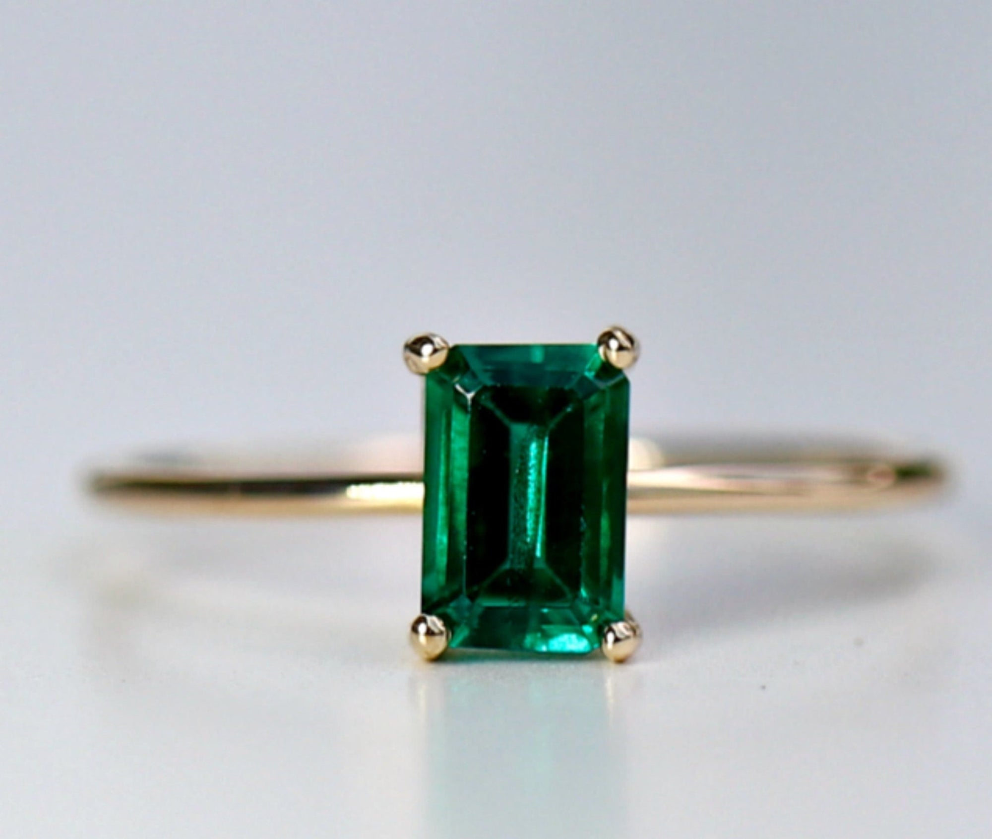 Emerald Engagement Ring 14k Gold - Melt'm Jewelry