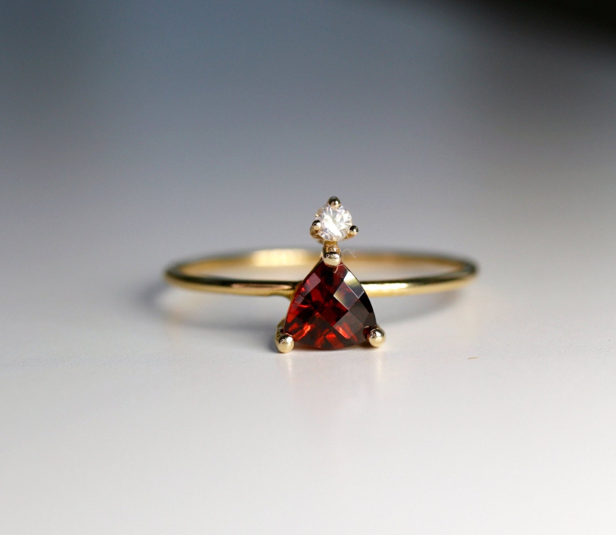 Diamond & Garnet Ring 14k Gold - Melt'm Jewelry