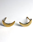 14k Solid Gold Crescent Moon Earrings, Moon Stud Earrings - Melt'm Jewelry