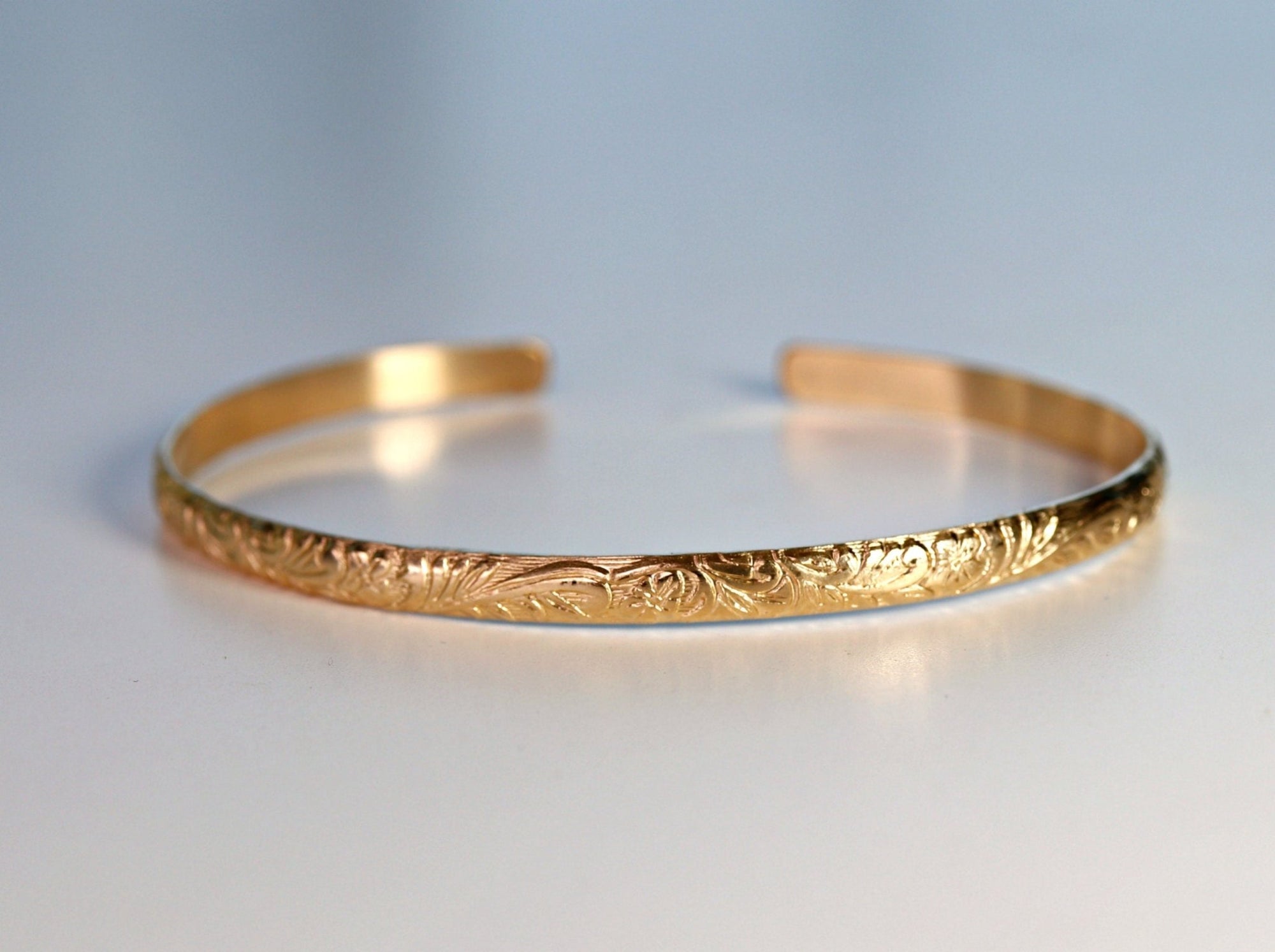 Open Cuff Bracelet Leaf &amp; Flowers Art Nouveau - Melt'm Jewelry