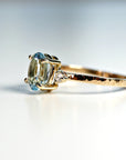Oval Aquamarine Engagement Ring with two Accent Diamonds (7x5 mm) - Melt'm Jewelry