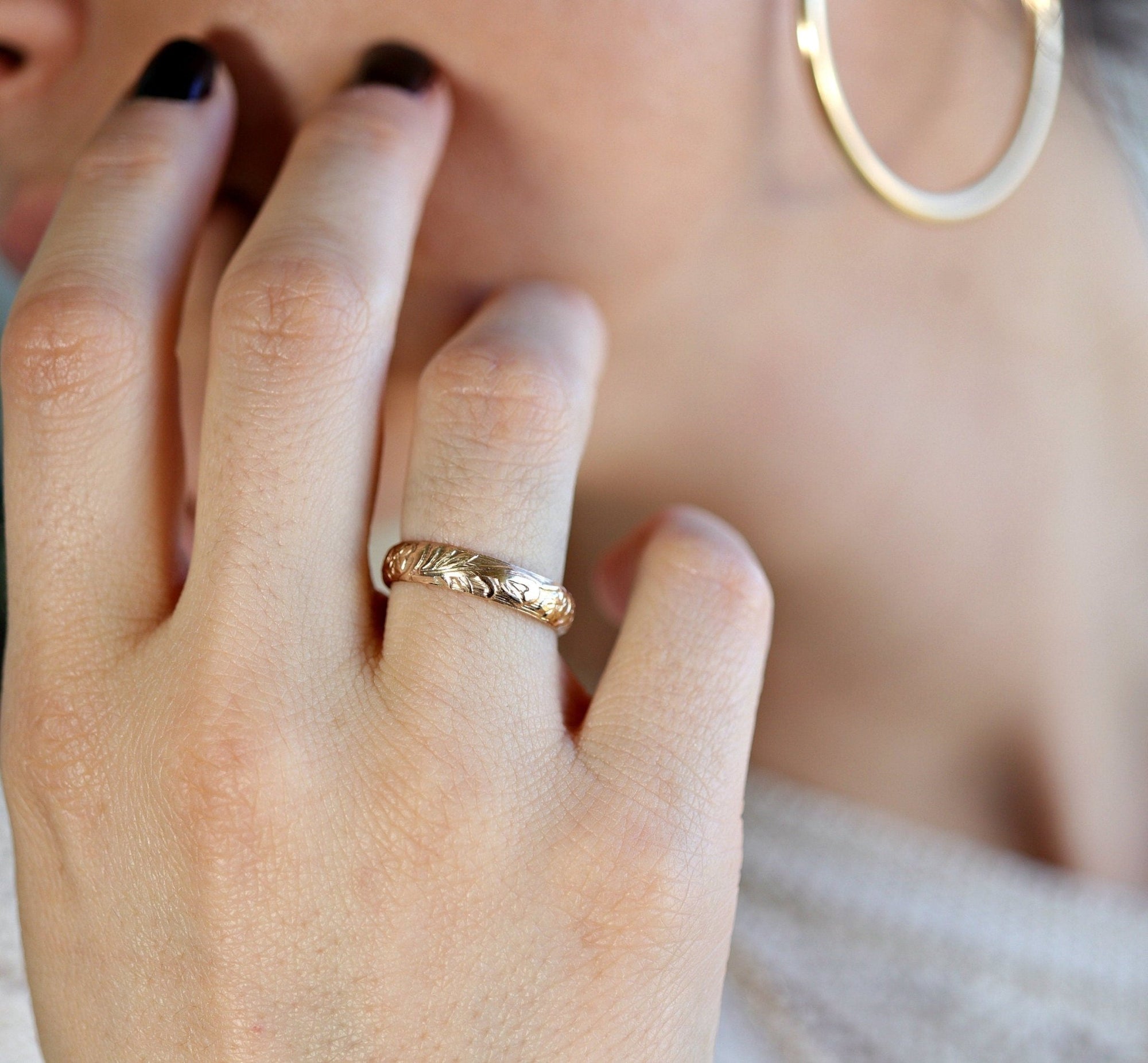 Art Nouveau Romantic Floral Wedding Band Ring Art Nouveau Romantic - Melt'm Jewelry