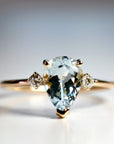 Diamond Pear Aquamarine Engagement Ring - Melt'm Jewelry