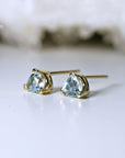 Trillion Blue Topaz Earrings 14k Gold, Gift For Her, Blue Topaz Stud Earrings