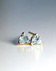 Trillion Blue Topaz Earrings 14k Gold, Gift For Her, Blue Topaz Stud Earrings