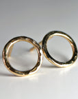 14k Hammered Gold Circle Stud Earrings