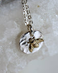 Bumble Bee Necklace Sterling Silver with Gold Filled Queen Bee