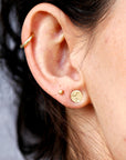 Hammered Gold Stud Earrings, 14k Solid Gold Disc Earrings