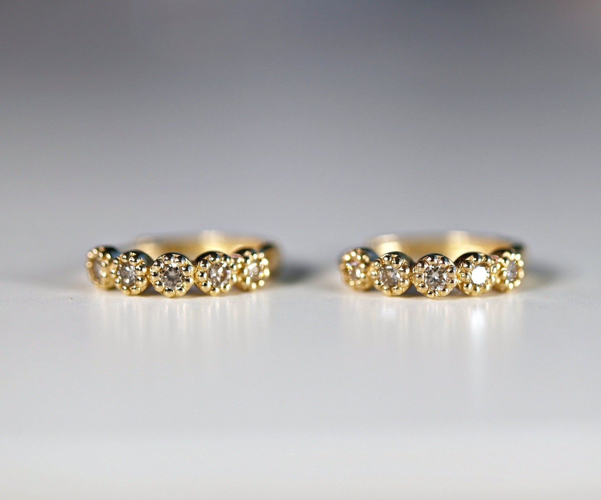 Gold Diamond Huggies (SINGLE or PAIR) - Melt'm Jewelry
