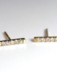 14K Gold Diamond Bar Earrings