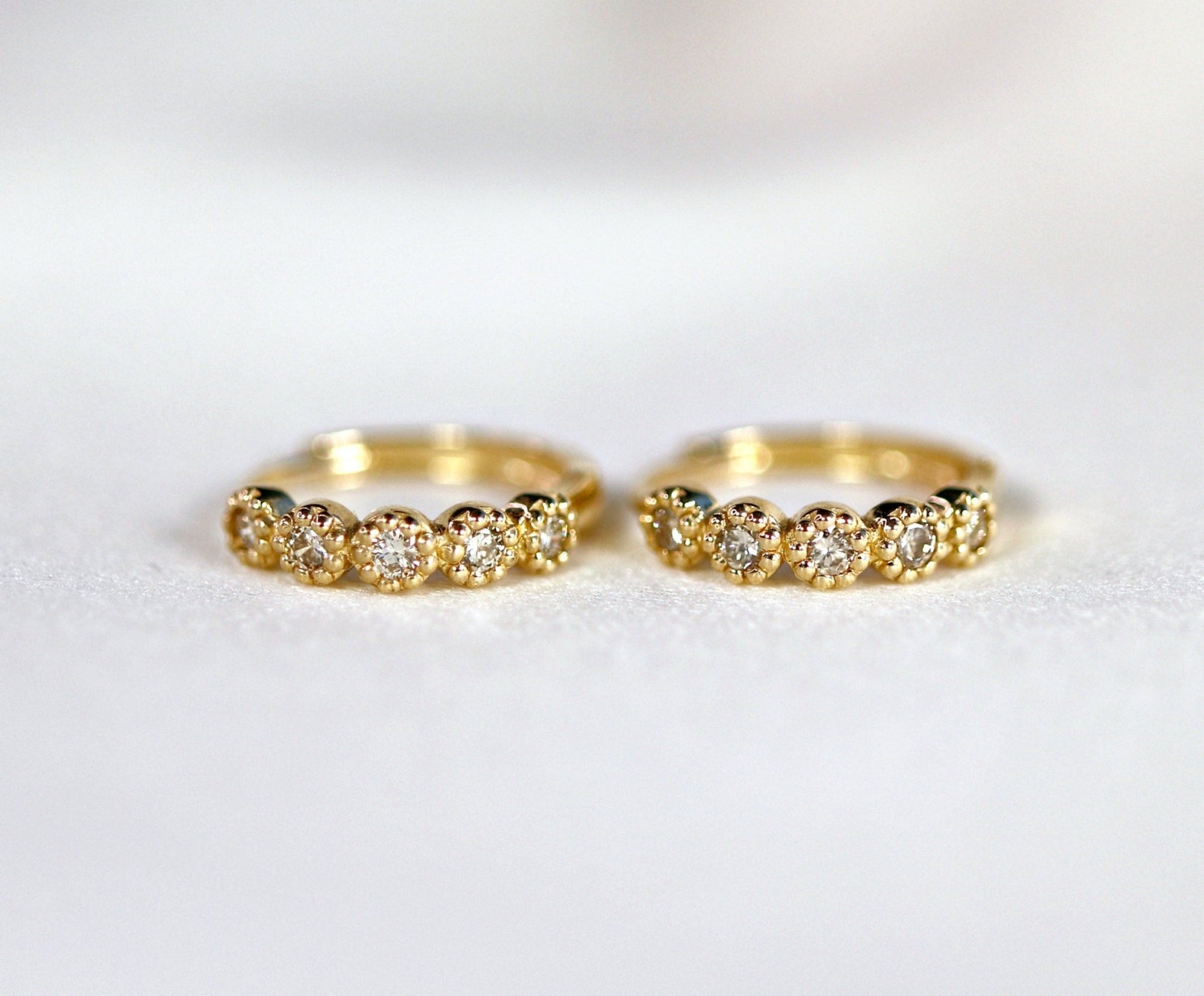 Gold Diamond Huggies (SINGLE or PAIR) - Melt'm Jewelry
