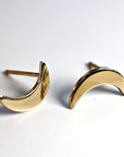 14k Solid Gold Crescent Moon Earrings, Moon Stud Earrings - Melt'm Jewelry