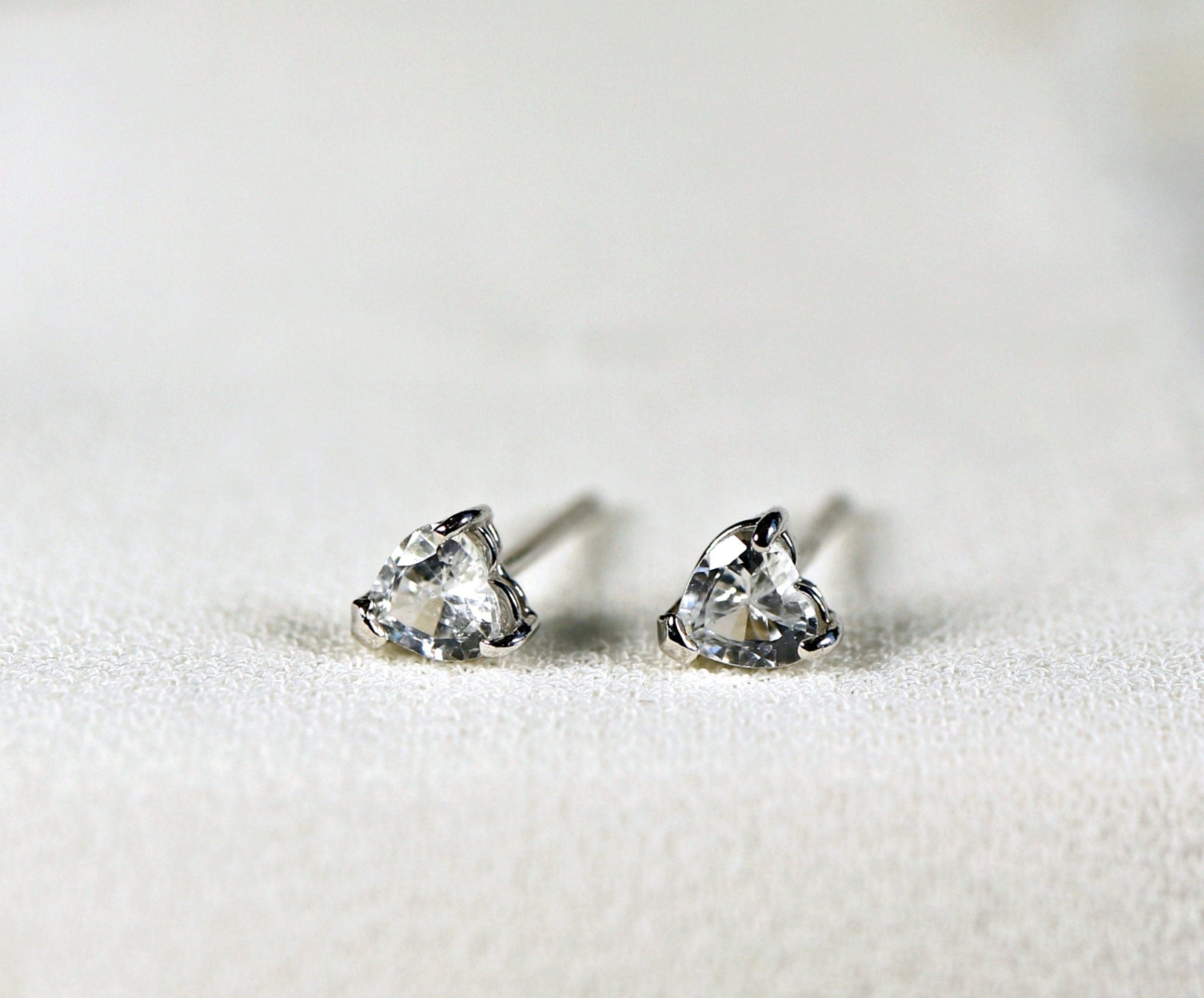 14k White Gold White Sapphire Earrings 14k Gold - Melt'm Jewelry