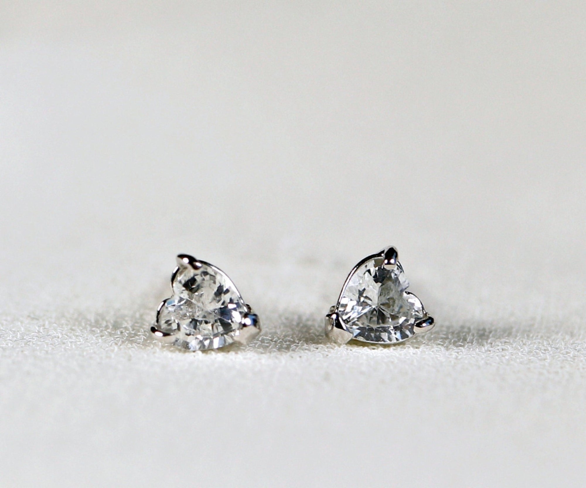 14k White Gold White Sapphire Earrings 14k Gold - Melt'm Jewelry
