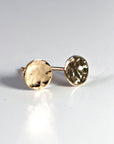 Hammered Gold Stud Earrings, 14k Solid Gold Disc Earrings - Melt'm Jewelry