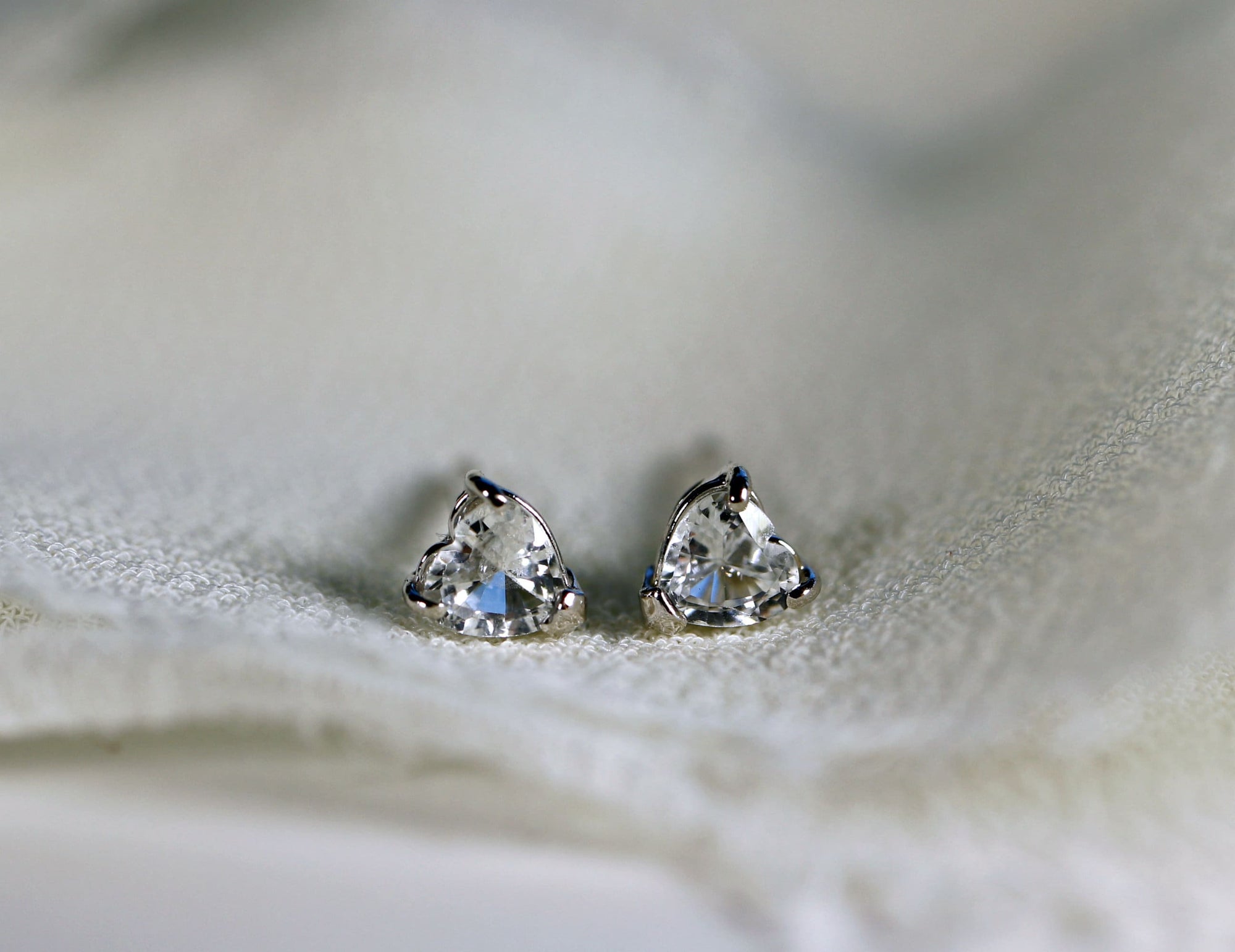 14k White Gold White Sapphire Earrings 14k Gold - Melt'm Jewelry