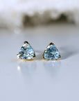 Trillion Blue Topaz Earrings 14k Gold, Gift For Her, Blue Topaz Stud Earrings