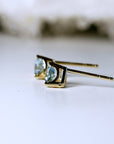 Trillion Blue Topaz Earrings 14k Gold, Gift For Her, Blue Topaz Stud Earrings