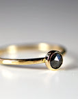 Rose Cut Salt and Pepper Diamond Ring Solid 14k Gold