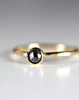 Rose Cut Salt and Pepper Diamond Ring Solid 14k Gold