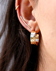 Chunky Gold Hoops, Hammered Gold Thick Hoop Earrings