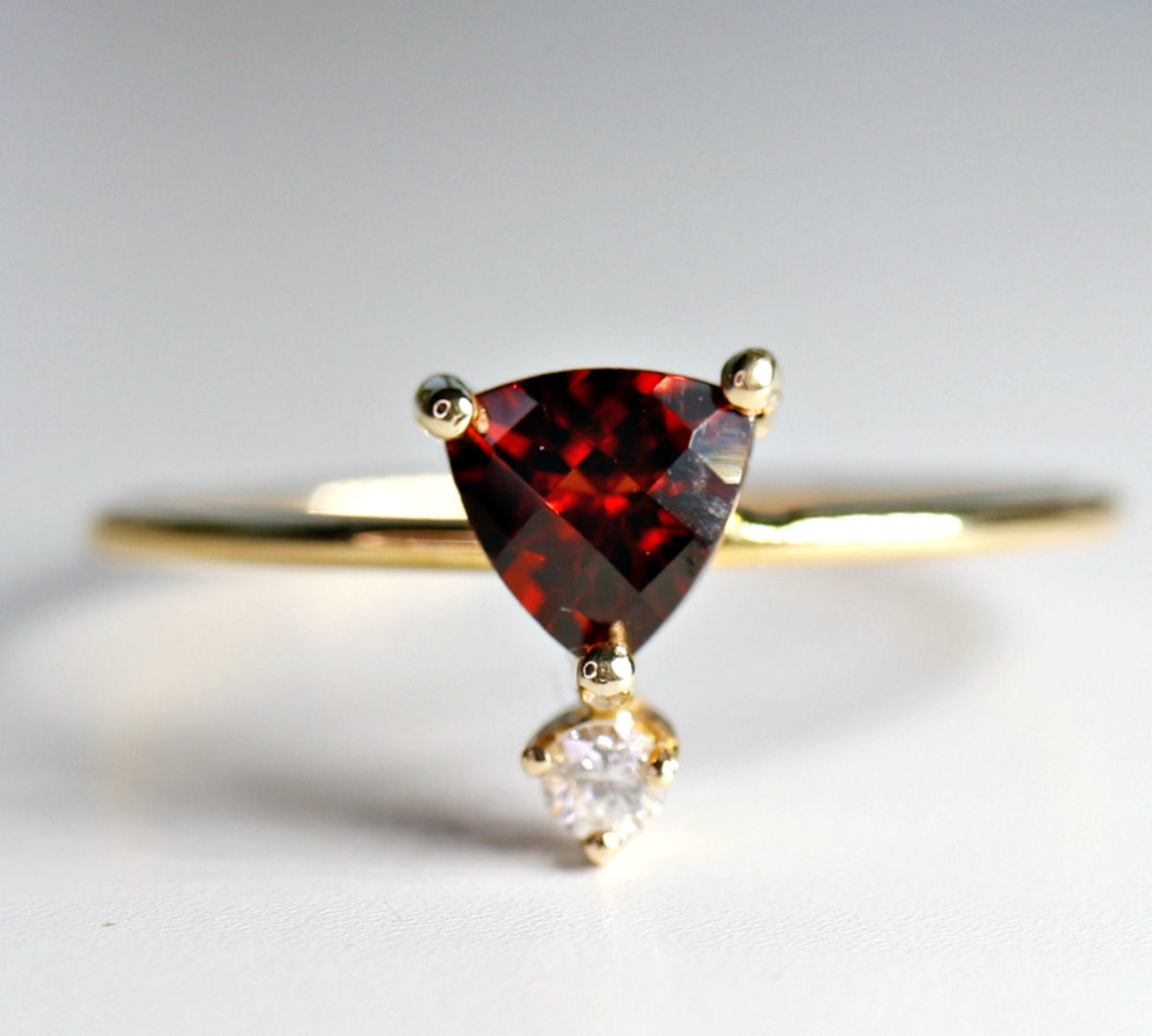 Diamond & Garnet Ring 14k Gold - Melt'm Jewelry