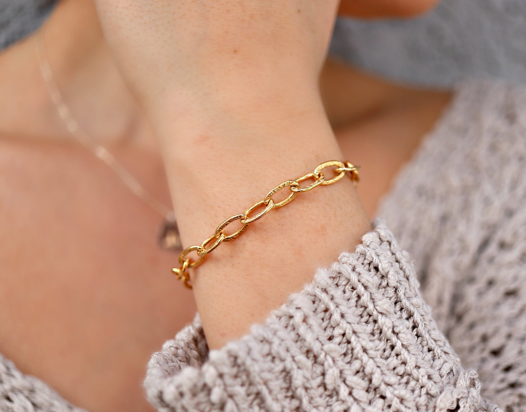 Gold Filled Chain Bracelet, Chunky Chain Bracelet