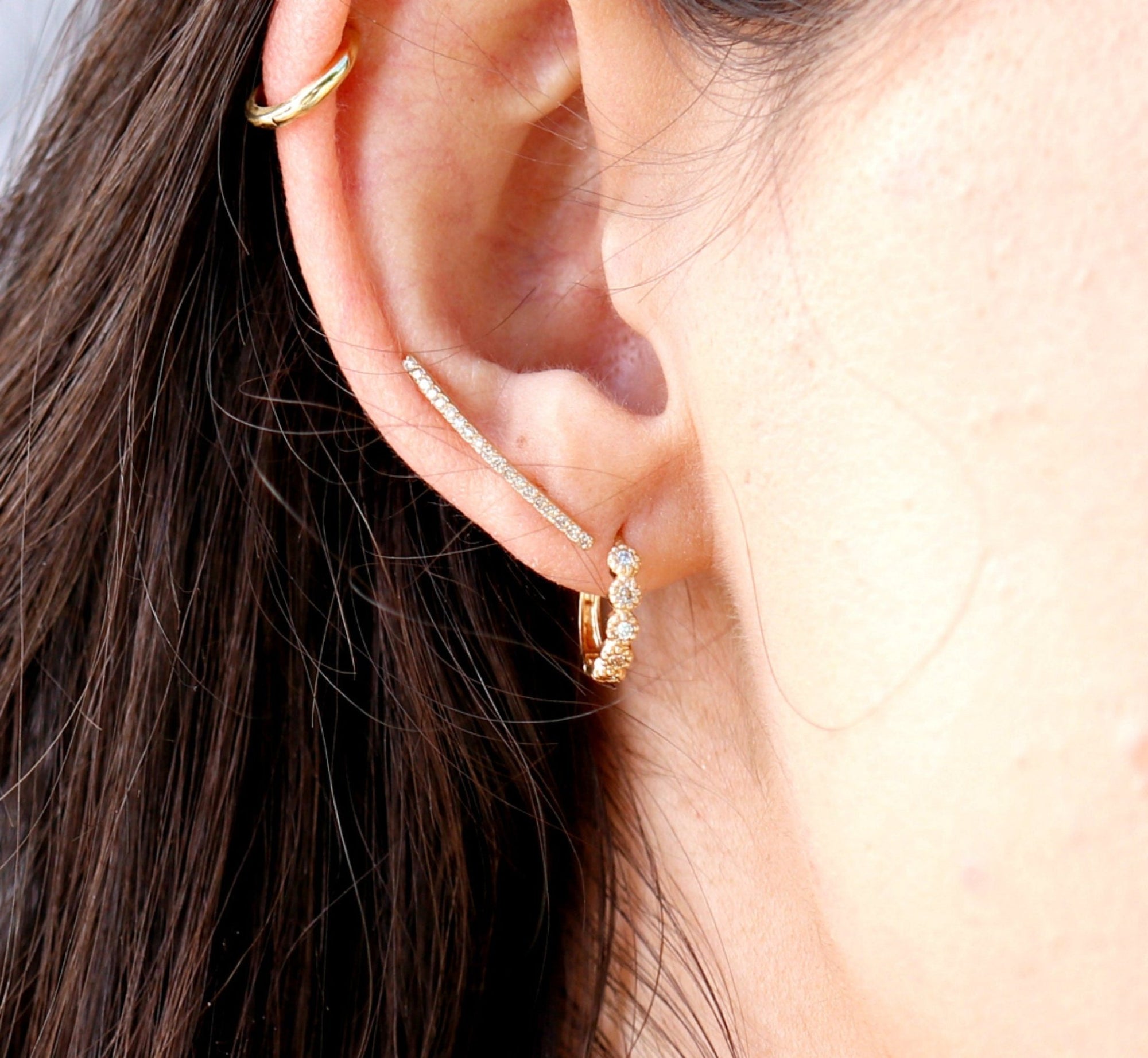 Gold Diamond Huggies (SINGLE or PAIR) - Melt'm Jewelry
