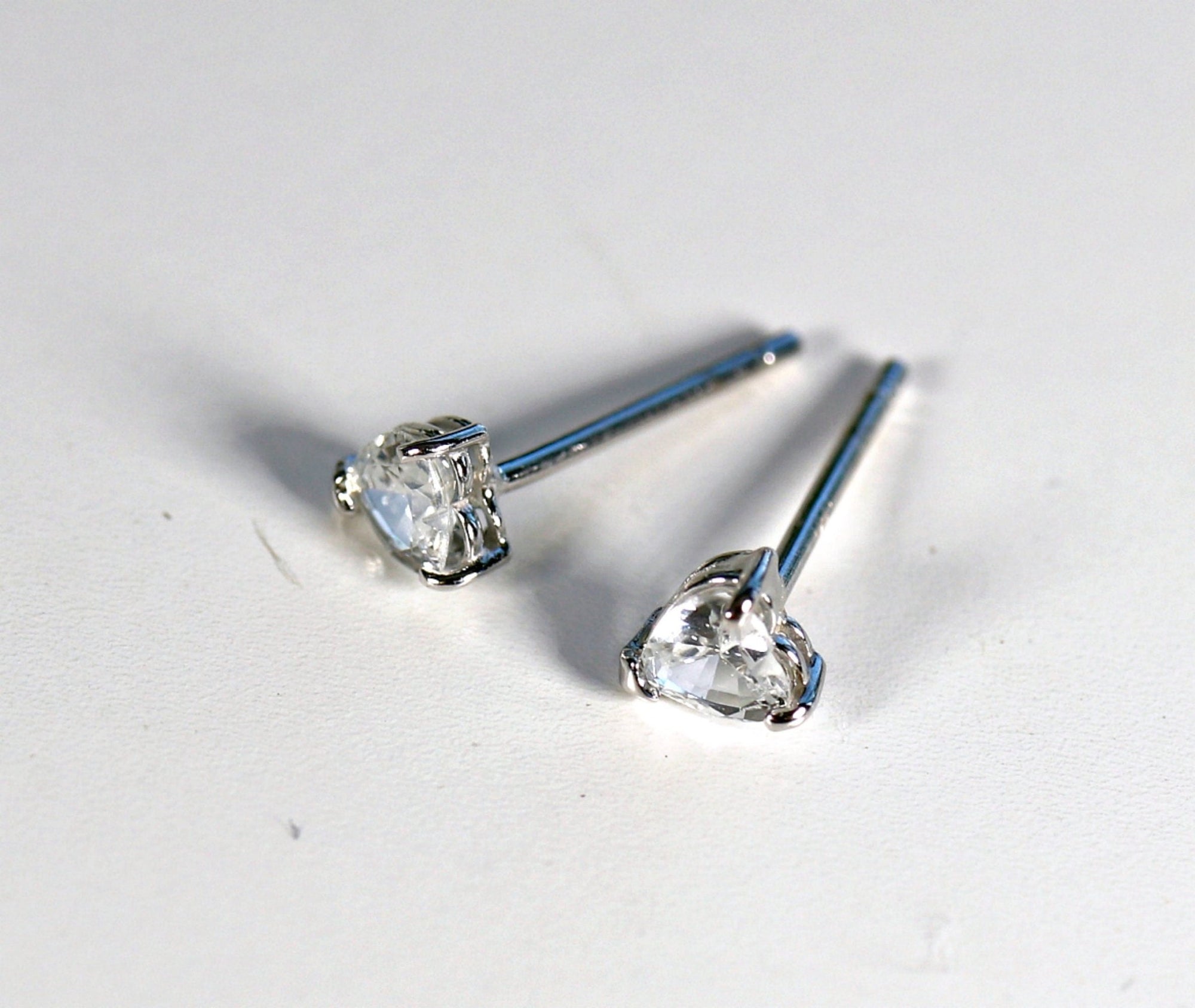 14k White Gold White Sapphire Earrings 14k Gold - Melt'm Jewelry