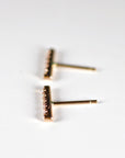 14K Gold Diamond Bar Earrings