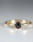 Rose Cut Salt and Pepper Diamond Ring Solid 14k Gold