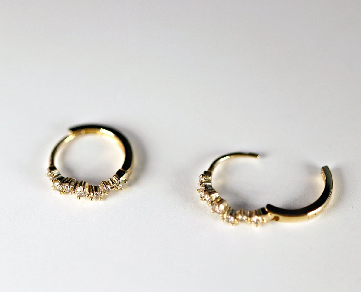 14k Diamond Huggie Hoop Earrings - Melt'm Jewelry