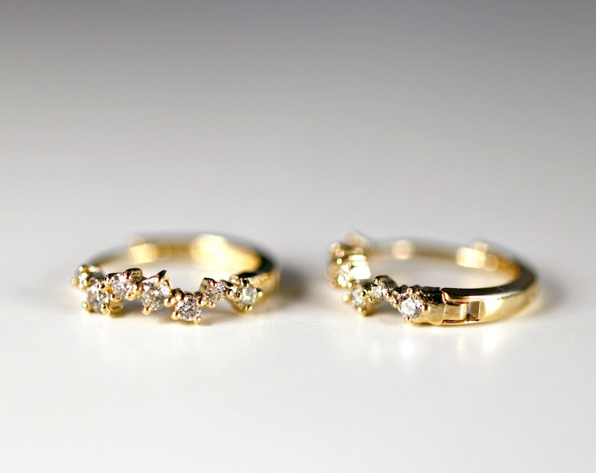 14k Diamond Huggie Hoop Earrings - Melt'm Jewelry