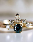 14k Gold Minimalist Blue Diamond Engagement Ring