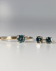 14k Gold Minimalist Blue Diamond Engagement Ring