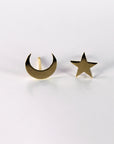 Moon and Star Earrings 14k Solid Gold - Melt'm Jewelry