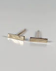 14k Solid Gold Hammered Bar Stud Earrings