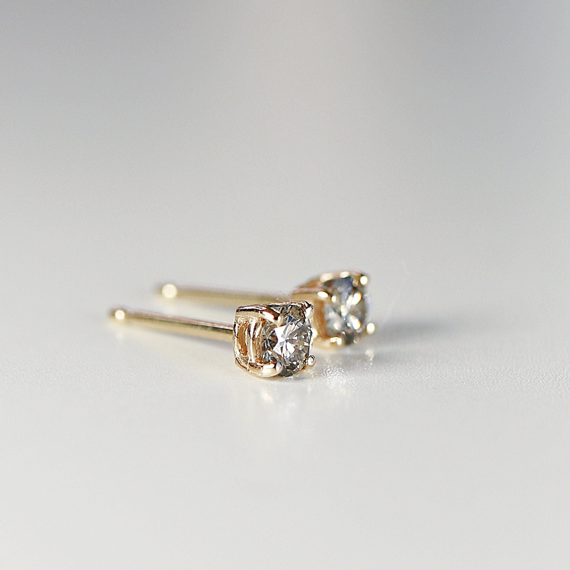 Grey Diamond Earrings 14k Gold